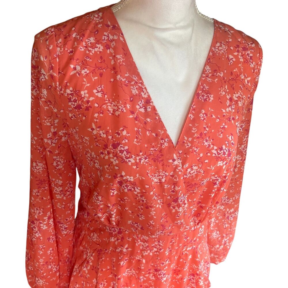 Coquette Pink Floral Tie Back Mini Dress Bow Cottagecore Romantic Summer XL - Picture 10 of 12